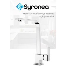 Krom Kare Mutfak Evye Bataryası Aç Kapa Garantili Musluk