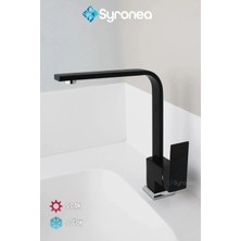 Siyah Kuğu Kare Mutfak Evye Bataryası 360 Derece Döner Boru Garantili Sıcak Soğuk Girişli