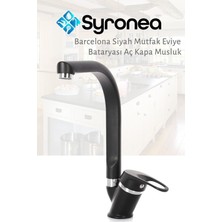 Barcelona Armatür Siyah Mutfak Eviye Bataryası Çift Girişli Prinç Aç Kapa Musluk