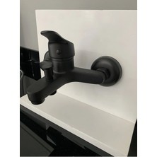 Mix Mat Siyah Banyo Duş Bataryası Aç Kapa Batarya Musluk