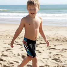 Speedo Digi Allover Panel Jam-Mer Erkek Çocuk Yüzücü Mayosu Siyah