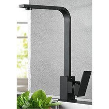 Flex Siyah Kare Mutfak Eviye Bataryası Aç Kapa Kollu 360 Derece Döner Mutfak Batarya