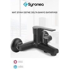Defne Mat Siyah Delta Banyo Duş Bataryası Kollu Aç Kapa Musluk