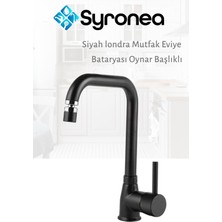 Londra Siyah Mutfak Eviye Bataryası Oynar Perlatörlü Başlık