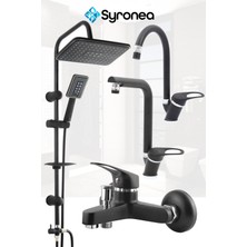Robot Siyah Tepe Yağmurlama Duş Seti Mutfak Banyo Lavabo Batarya Musluk Set