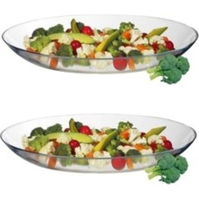 2'li Oval Servis Kayık Tabak 25 Cm, Beyaz, Şık ve Kullanışlı, Ev ve Davetler Için Ideal
