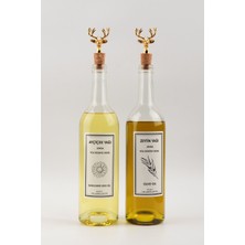 Şeffaf Cam Şişe 2'li 750 Ml, Akıtmaz Tıpalı, Dibi Çukur, Yağdanlık Seti