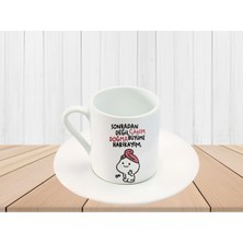 Sevimli Kedi Yazılı Beyaz Seramik Kahve Fincanı, Şık ve Sıcak Hava Katacak