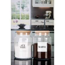 2'li Bambu Kapaklı 800 ml Süt Tozu ve Kahve Kavanozu Seti