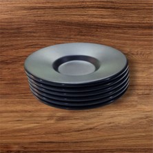 Şık Siyah Metal Çay Tabağı Seti, 6'lı, Zarif ve Dayanıklı Tasarım