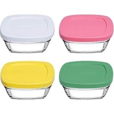 Cam 4'lü Kapaklı Puding Saklama Kabı, Şık ve Dayanıklı Mutfak Saklama Çözümü