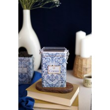 Kahverengi Coffee Desenli Metal Saklama Kabı 8X10 Cm, Şık ve Kullanışlıdır.