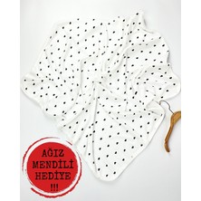 Organik %100 Pamuklu Siyah Kalpli Bebek Battaniyesi 85X90 Cm, Yumuşak ve Hafif