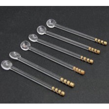 12 Adet Altın Yaldızlı Cam Çay Kaşığı, Şık ve Zarif Set