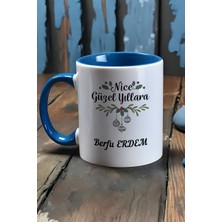 Kişiye Özel Mavi Yılbaşı Hediyesi Mutlu Yıllar Kupa Bardak