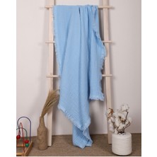 Bebekler Için %100 Pamuk Dört Kat Müslin Yumuşak Battaniye, Bebe Mavisi ve Bej Renk Seçenekleri