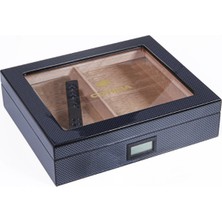 Cohiba Siyah Karbon Desenli Sedir Humidor Puro Kutusu