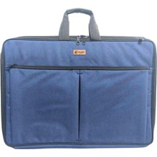 Askılı, Fermuarlı 35X50 Resim Çantası Su Geçirmez Ketenli Kumaş 35X50 Proje Çantası Körüklü Çift Bölme Lacivert