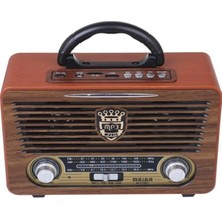 Knittingtr Kahverengi Nostaljik Radyo Bluetooth USB Sd Şarjlı, Şık ve Kullanışlı Tasarım