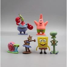Sünger Bob 6'lı Figür Seti Çok Sevimli ve Tatli Minik Karakter Figürleri Hediyelik Seti