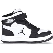 Cool 25C.HAYKAT Siyah-Beyaz Bilekli Cırtlı Ortopedik Sneaker Erkek Çocuk Spor Ayakkabı Kaydırmaz Taban