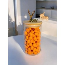 Parlak Şeffaf Geyikli Cam Saklama Kabı 9X15 Cm, 750 Ml, Geyik Başlı, Y-521
