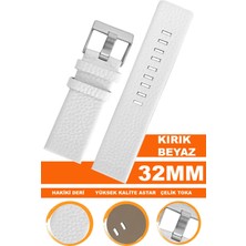 Cobra 22MM 24MM 26MM 27MM 28MM 29MM 30MM 32MM Diesel Saat Uyumlu Beyaz Renk Deri Saat Kordonu Dzs