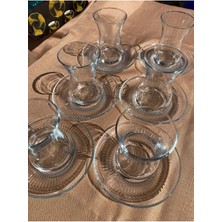 Renkli 12'li Çay Seti, 6 Bardak ve 6 Tabağı, Şık ve Zarif Tasarım