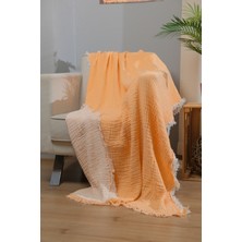 Müslin 4 Katlı Koltuk Şalı Tv Battaniyesi 130 x 200 cm Çift Renk