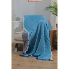 Müslin 4 Katlı Koltuk Şalı Tv Battaniyesi 130 x 200 cm Çift Renk