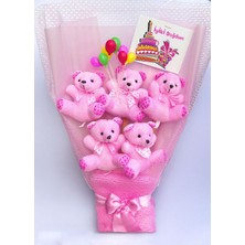 Sevgiliye ve Kız Kardeşe Özel Peluş Ayıcık ve Çiçekli Hediye Buketi