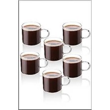 6'lı Kahverengi Borosilikat Cam Espresso Kahve Fincanı Seti