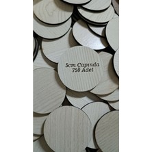 Yuvarlak Akçaağaç Krem Renk 750 Adet Ahşap Nikah Şekeri Süsleme 5 cm Çap