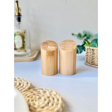 Kahverengi Bambu Tuzluk ve Biberlik Seti, Şık ve Doğal Mutfak Aksesuarı