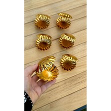 Altın 6'lı Isritidye Kapaklı Ayaklı Kahve Yanına Lokum ve Şekerlik Seti