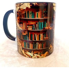 3D Baskılı Büyük Boy Siyah Kitaplık ve Kupa Seti