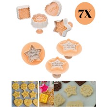 7'li Renkli Yazı Figürlü Kurabiye ve Kek Kalıbı, Yılbaşı Temalı Eğlence