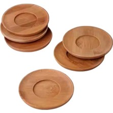 6 Adet Bambu Yuvarlak Çay Tabağı Altlığı, Kahverengi, Şık ve Doğal Tasarım