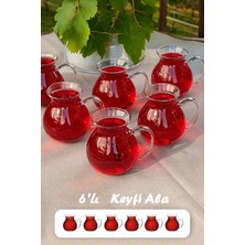 6'lı Renkli Ala Borosilikat Cam Bardak Takımı Isıya Dayanıklı Kulplu Fincan Seti