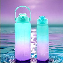 2'li Turkuaz Spor ve Kamp Matara Seti, Pipetli, 900-2000 Ml, Günlük Kullanım