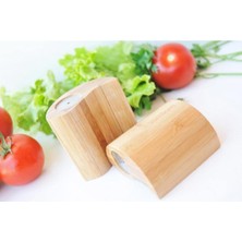 Bambu Tuzluk ve Biberlik Takımı, Şık ve Hafif Tasarım, Beyaz Renk