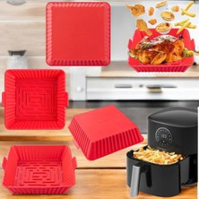 Kare Airfryer Pişirme Kabı, Kırmızı, Sağlıklı ve Pratik Kullanım