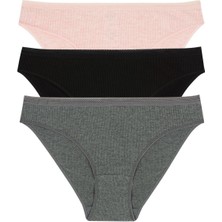 Kadın Karışık Renkli Korseli 1 Beden Incelten 3lü Slip Külot