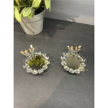 Şık Kristal Cam Ikili Sunumluk, Zarif Altın Detaylar