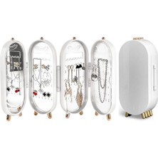 Aynalı 3 Bölmeli Takı Organizeri, Seyahat ve Ev Için Şık Düzenleyici