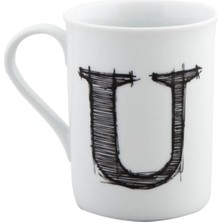 Beyaz Harfli Porselen U Kupa, Şık ve Zarif Tasarım, Ideal Hediye Seçeneği