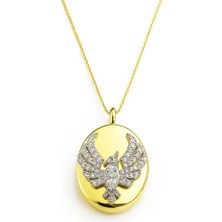 Alya Anka Kuşu Kapaklı Kolye 925 Ayar Gümüş Altın Kaplama