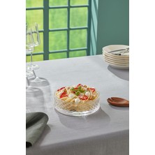 El Yapımı Cam Sunum Kasesi, Beyaz, Tırtıl Model, Şık ve Zarif Tasarım