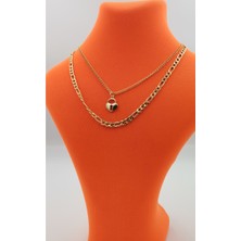 Gold Renk Zincir Figürlü Kararmaz Özel Tasarım Kolye