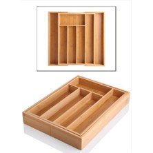 Bambu Açılır Bölmeli Çekmece Içi Kaşıklık, Kahverengi, Şık ve Pratik Tasarım